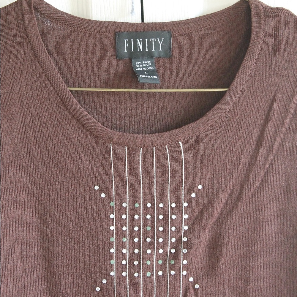 Finity Geometric Pattern Rhinestone Brown Tank Top - Picture 5 of 7